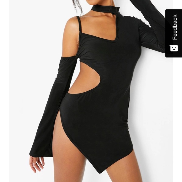 Boohoo Dresses & Skirts - Madison Beer boohoo slinky cut out side split mini